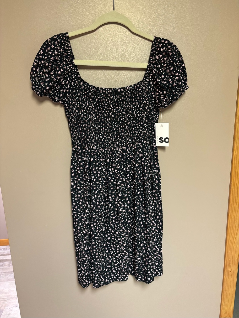 Kohl's SO Black Midi Dress with Pink Floral Print